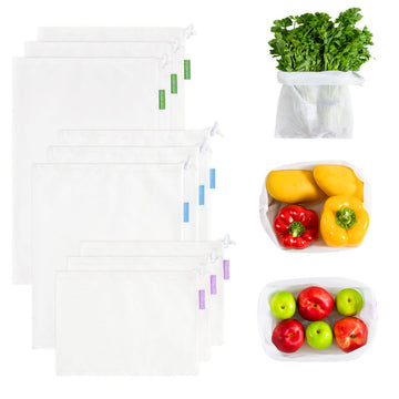 9 Pieces Reusable Mesh Produce and Grocery Bags